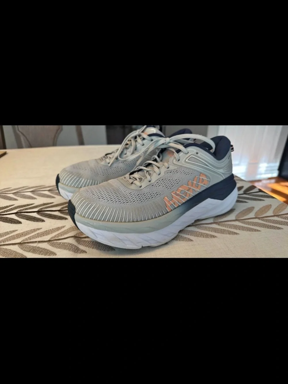 Hoka One One Dark Gray and Blue Logo Running Shoes - Picture 7 of 7